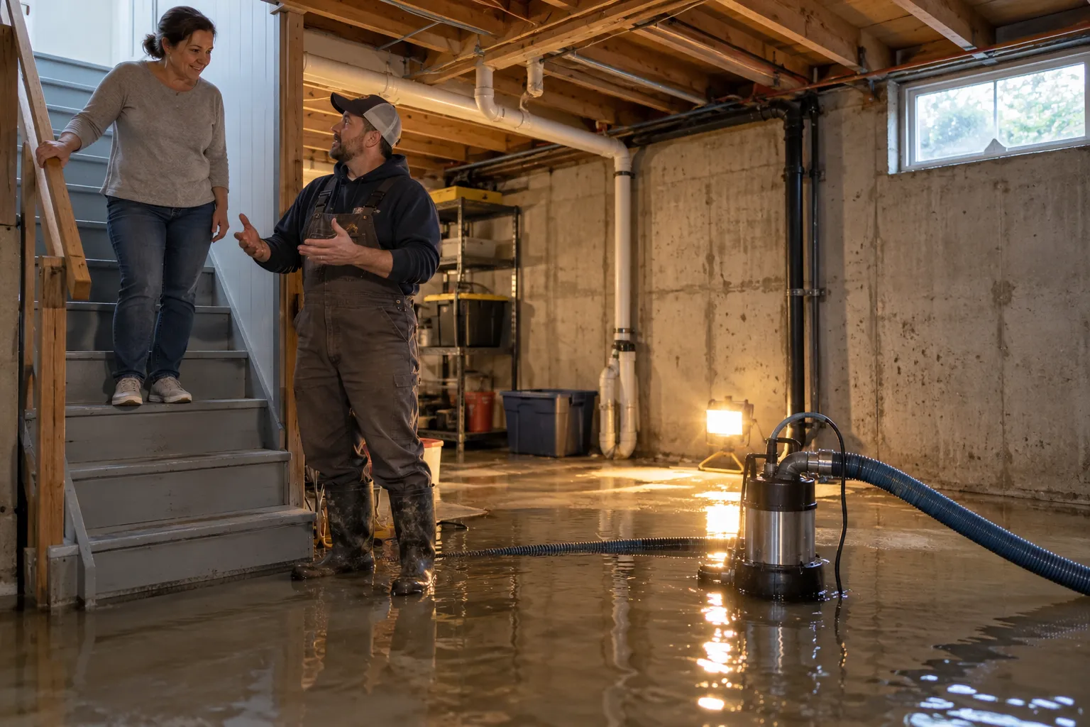 A flooded basement being cleaned up by a local provider near Los Angeles